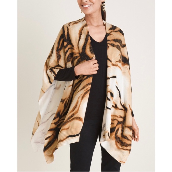 Chico’s Tiger print Ruana wrap - Picture 1 of 12